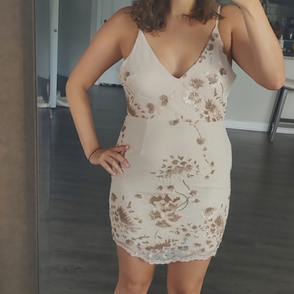 Shimmer pink mini dress